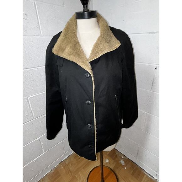 VTG Bonnie Cashin Russ Taylor 8 Barn Coat Jacket Pockets Black Faux Shearling S2 - Picture 1 of 15